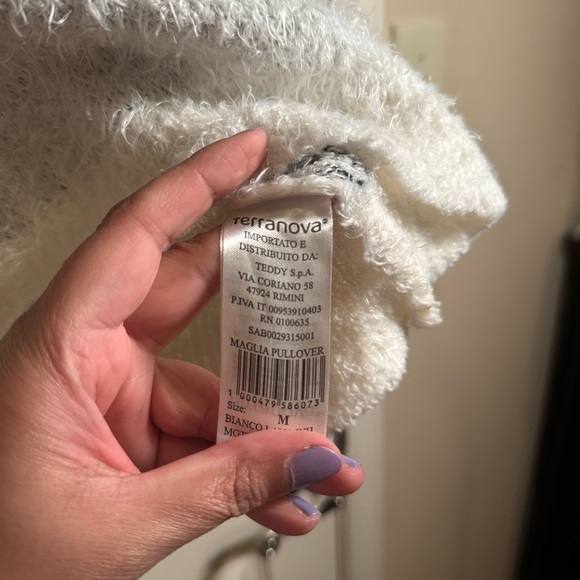 Cozy White Fuzzy Sweater with 'Let it Snow' Design - Picture 3 of 5